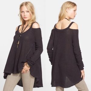 Free People Moonshine V Neck Knit Cold Shoulder Sweater